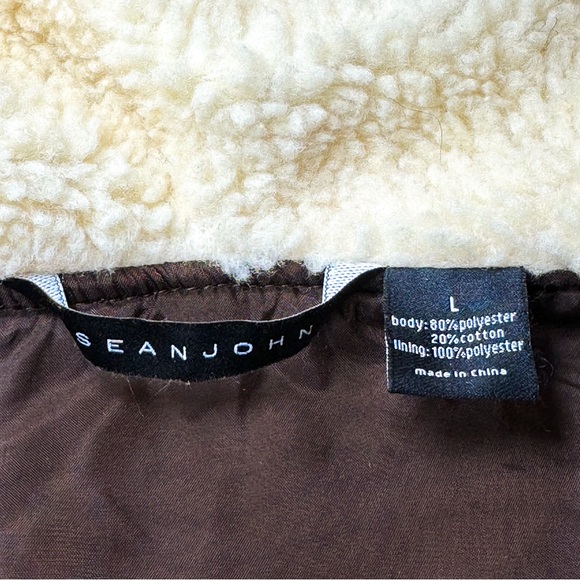 Sean John Hooded Sherpa Lined Vest Orange Brown Men’s L Streetwear Fleece Zip - Picture 4 of 9